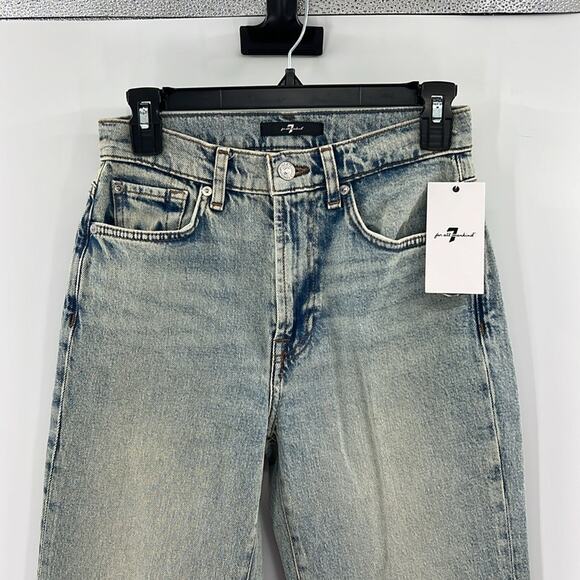 7 for all Mankind Women's Logan Stovepipe Jeans - Frost w/raw cut wide Cuff - 26 - Picture 2 of 9